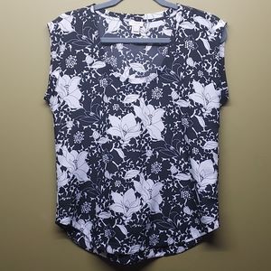 J. Crew 4 Black & White Tropical Floral Top